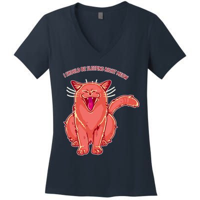 Crying Cat I should Be Sleeping Women's V-Neck T-Shirt