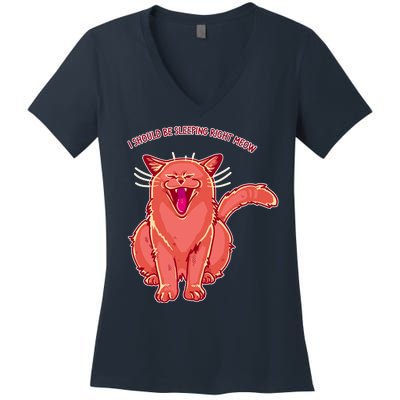 Crying Cat I should Be Sleeping Women's V-Neck T-Shirt