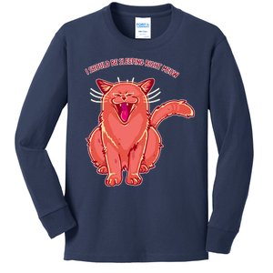 Crying Cat I should Be Sleeping Kids Long Sleeve Shirt