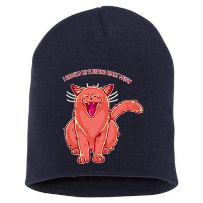 Crying Cat I should Be Sleeping Short Acrylic Beanie