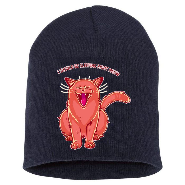 Crying Cat I should Be Sleeping Short Acrylic Beanie