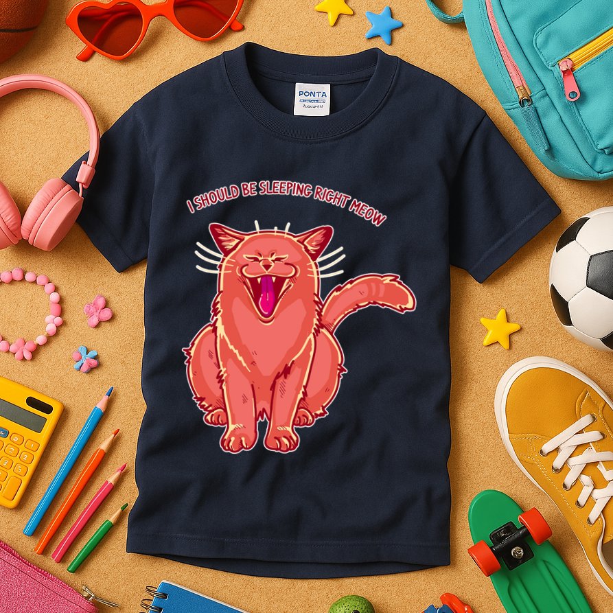 Crying Cat I should Be Sleeping Kids T-Shirt