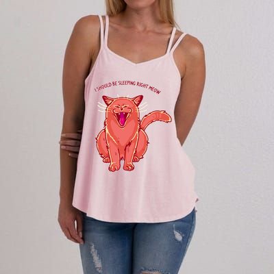 Crying Cat I should Be Sleeping Women's Strappy Tank