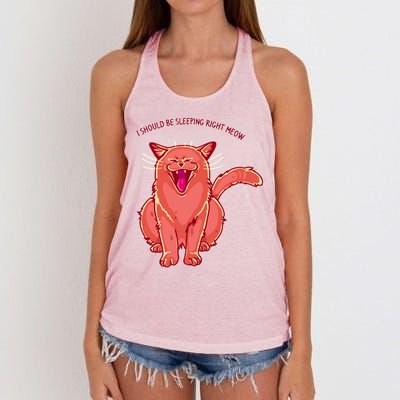 Crying Cat I should Be Sleeping Women's Knotted Racerback Tank