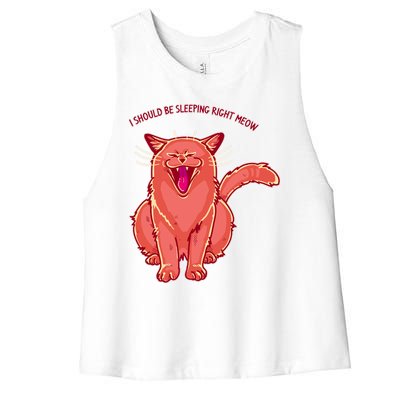 Crying Cat I should Be Sleeping Women's Racerback Cropped Tank