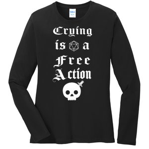 Crying Is A Free Action Gaming Ladies Long Sleeve Shirt