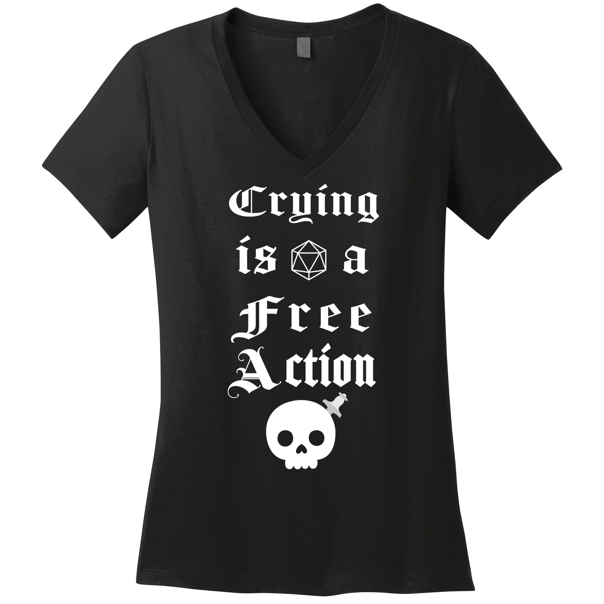 Crying Is A Free Action Gaming Women's V-Neck T-Shirt