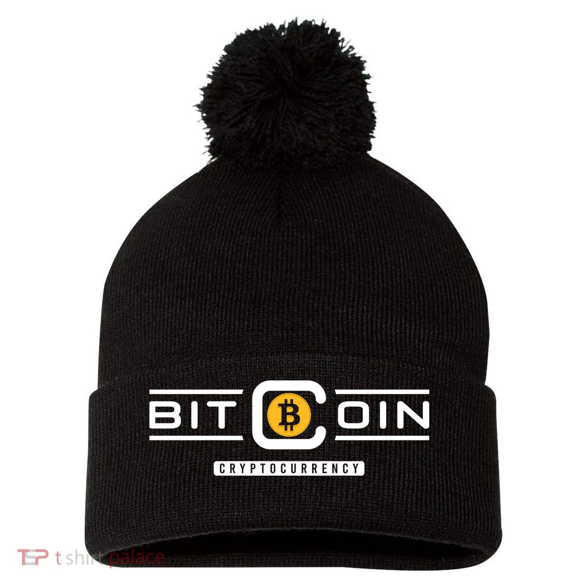 Crypto Bitcoin Pom Pom 12in Knit Beanie