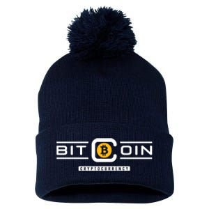 Crypto Bitcoin Pom Pom 12in Knit Beanie