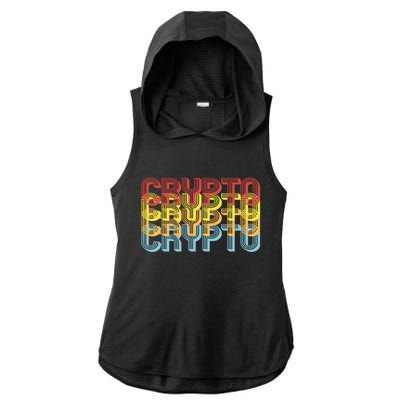 Crypto Crypto Crypto Crypto Retro Style Ladies PosiCharge Tri-Blend Wicking Draft Hoodie Tank