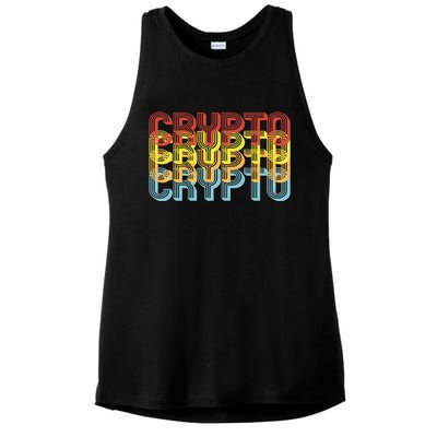 Crypto Crypto Crypto Crypto Retro Style Ladies PosiCharge Tri-Blend Wicking Tank