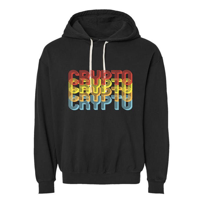 Crypto Crypto Crypto Crypto Retro Style Garment-Dyed Fleece Hoodie