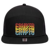 Crypto Crypto Crypto Crypto Retro Style 7 Panel Mesh Trucker Snapback Hat