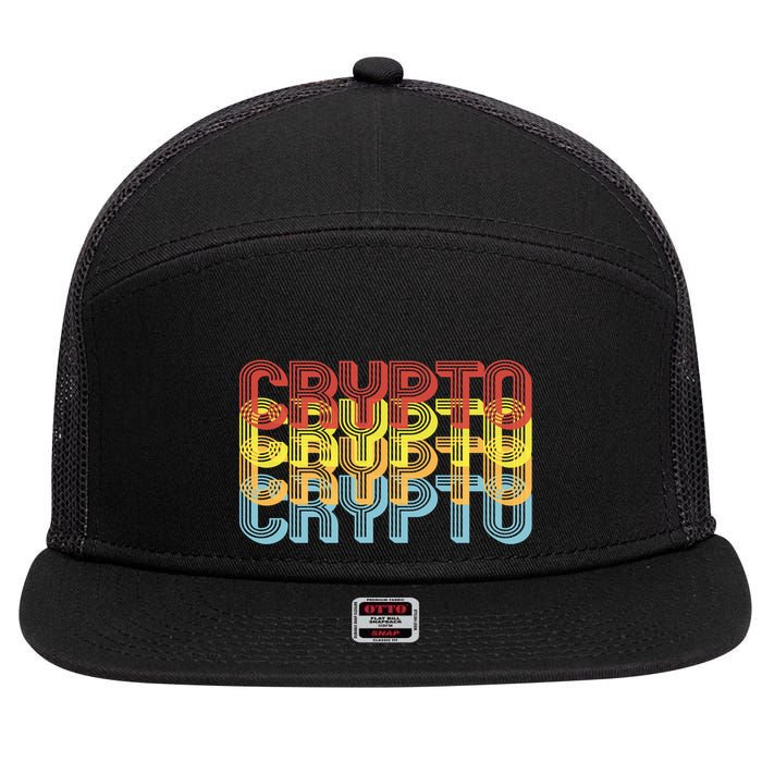 Crypto Crypto Crypto Crypto Retro Style 7 Panel Mesh Trucker Snapback Hat