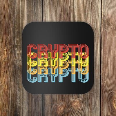Crypto Crypto Crypto Crypto Retro Style Coaster