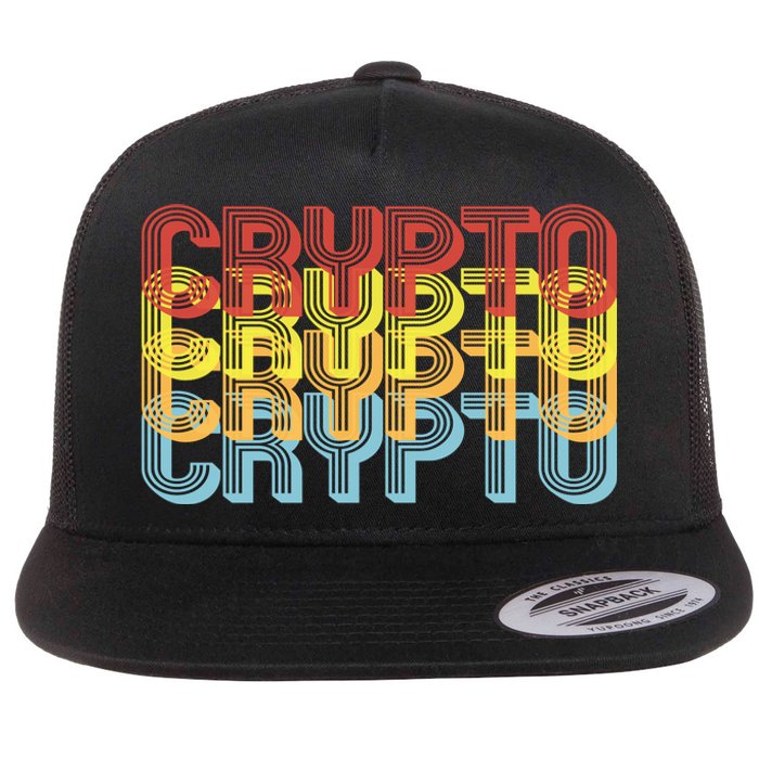 Crypto Crypto Crypto Crypto Retro Style Flat Bill Trucker Hat