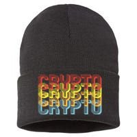 Crypto Crypto Crypto Crypto Retro Style Sustainable Knit Beanie