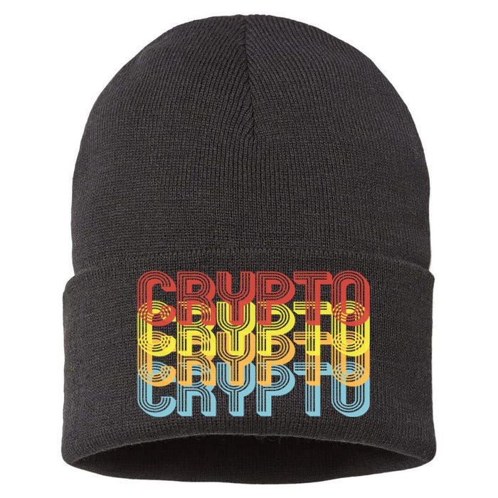 Crypto Crypto Crypto Crypto Retro Style Sustainable Knit Beanie