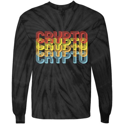 Crypto Crypto Crypto Crypto Retro Style Tie-Dye Long Sleeve Shirt