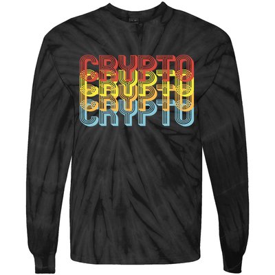 Crypto Crypto Crypto Crypto Retro Style Tie-Dye Long Sleeve Shirt