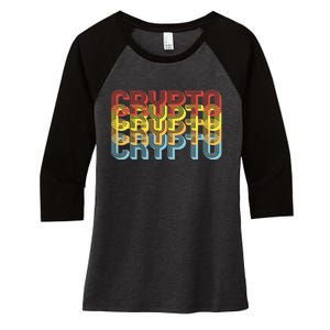 Crypto Crypto Crypto Crypto Retro Style Women's Tri-Blend 3/4-Sleeve Raglan Shirt