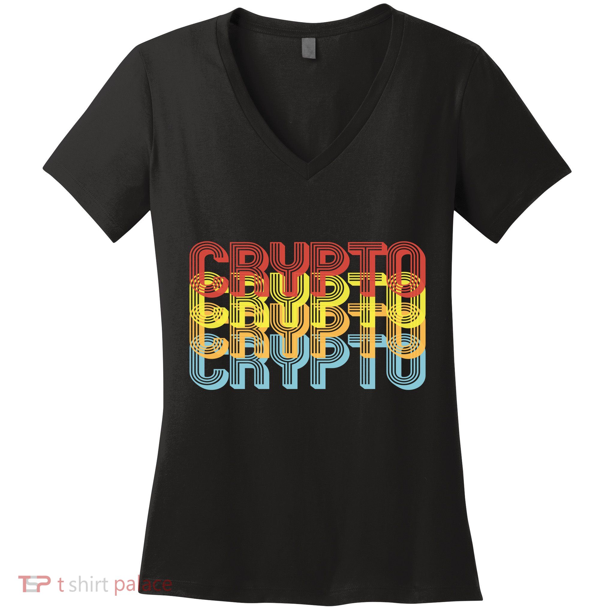 Crypto Crypto Crypto Crypto Retro Style Women's V-Neck T-Shirt