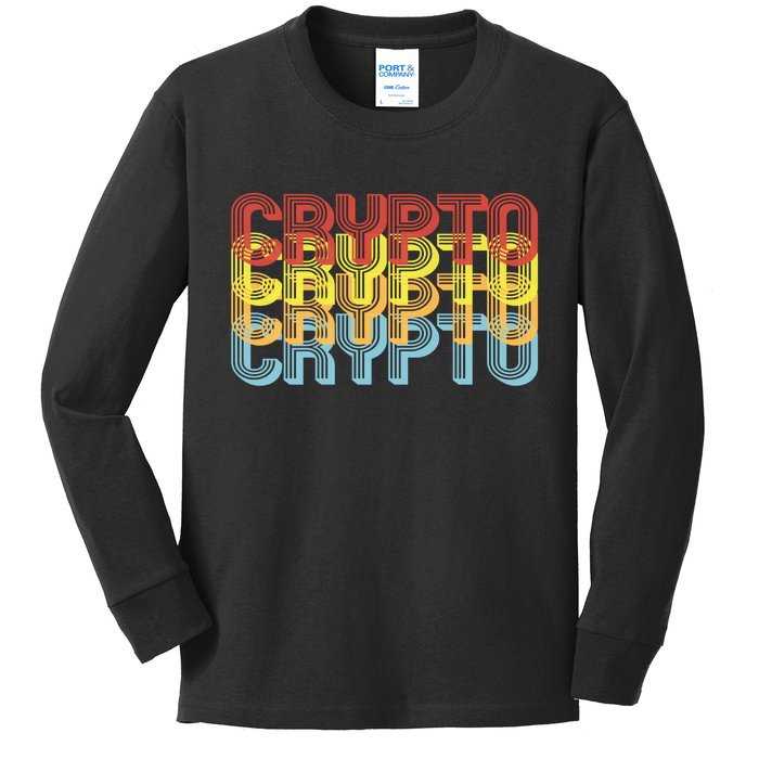 Crypto Crypto Crypto Crypto Retro Style Kids Long Sleeve Shirt