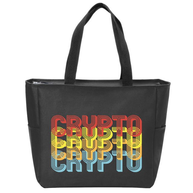 Crypto Crypto Crypto Crypto Retro Style Zip Tote Bag