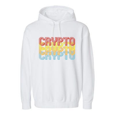 Crypto Crypto Crypto Crypto Retro Style Garment-Dyed Fleece Hoodie