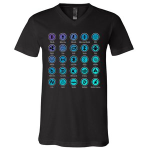 Crypto Currency Logos Coinbase V-Neck T-Shirt