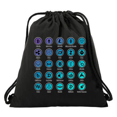 Crypto Currency Logos Coinbase Drawstring Bag