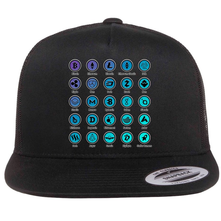 Crypto Currency Logos Coinbase Flat Bill Trucker Hat
