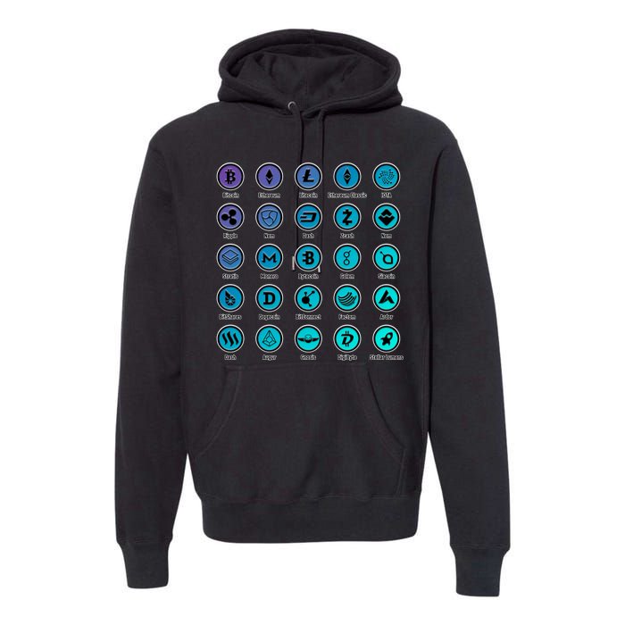 Crypto Currency Logos Coinbase Premium Hoodie