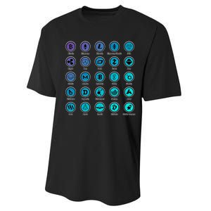 Crypto Currency Logos Coinbase Performance Sprint T-Shirt