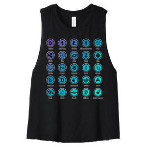 Crypto Currency Logos Coinbase Women's Racerback Cropped Tank