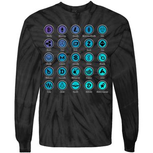 Crypto Currency Logos Coinbase Tie-Dye Long Sleeve Shirt