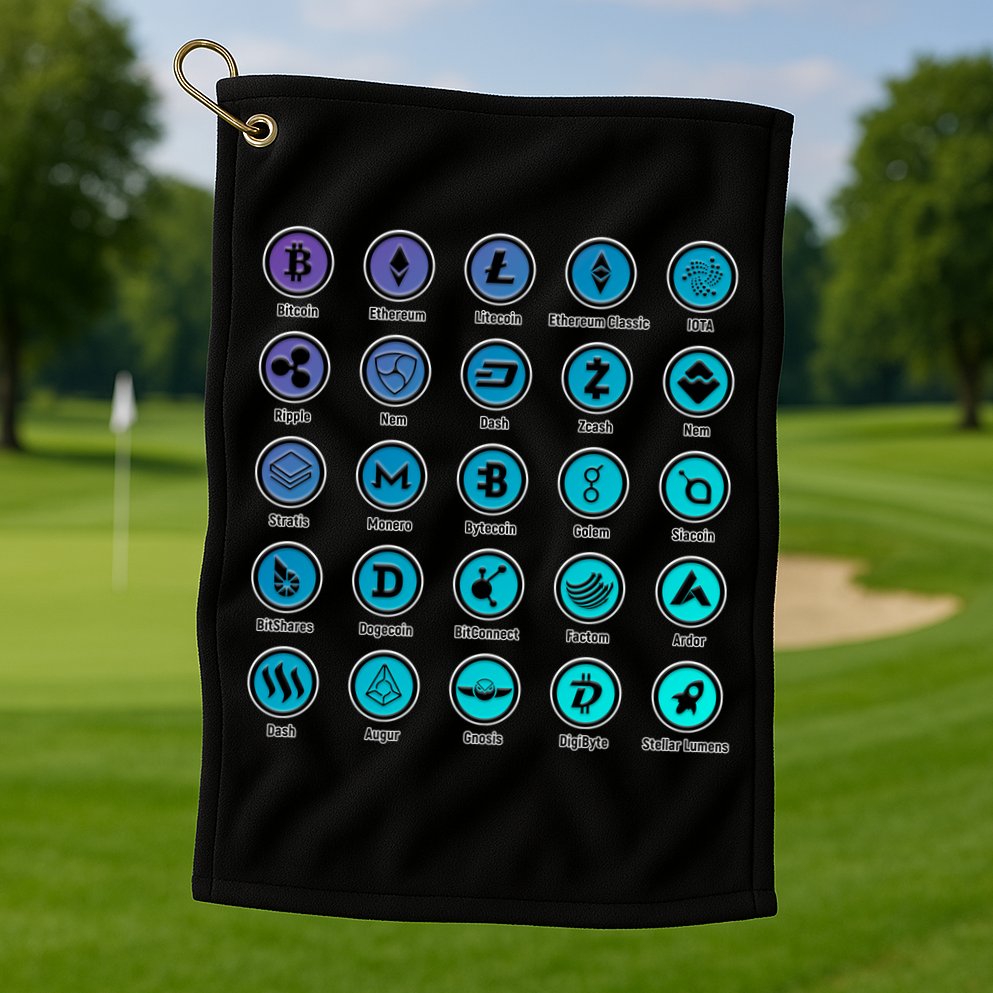 Crypto Currency Logos Coinbase Golf Towel