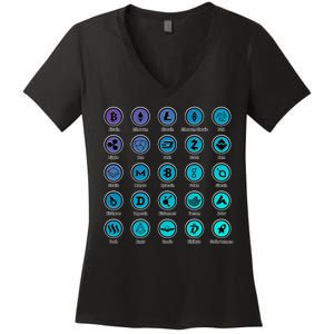 Crypto Currency Logos Coinbase Women's V-Neck T-Shirt