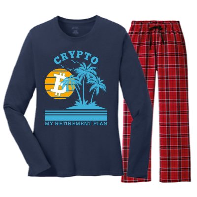 Crypto My Retirement Plan Women's Long Sleeve Flannel Pajama Set 