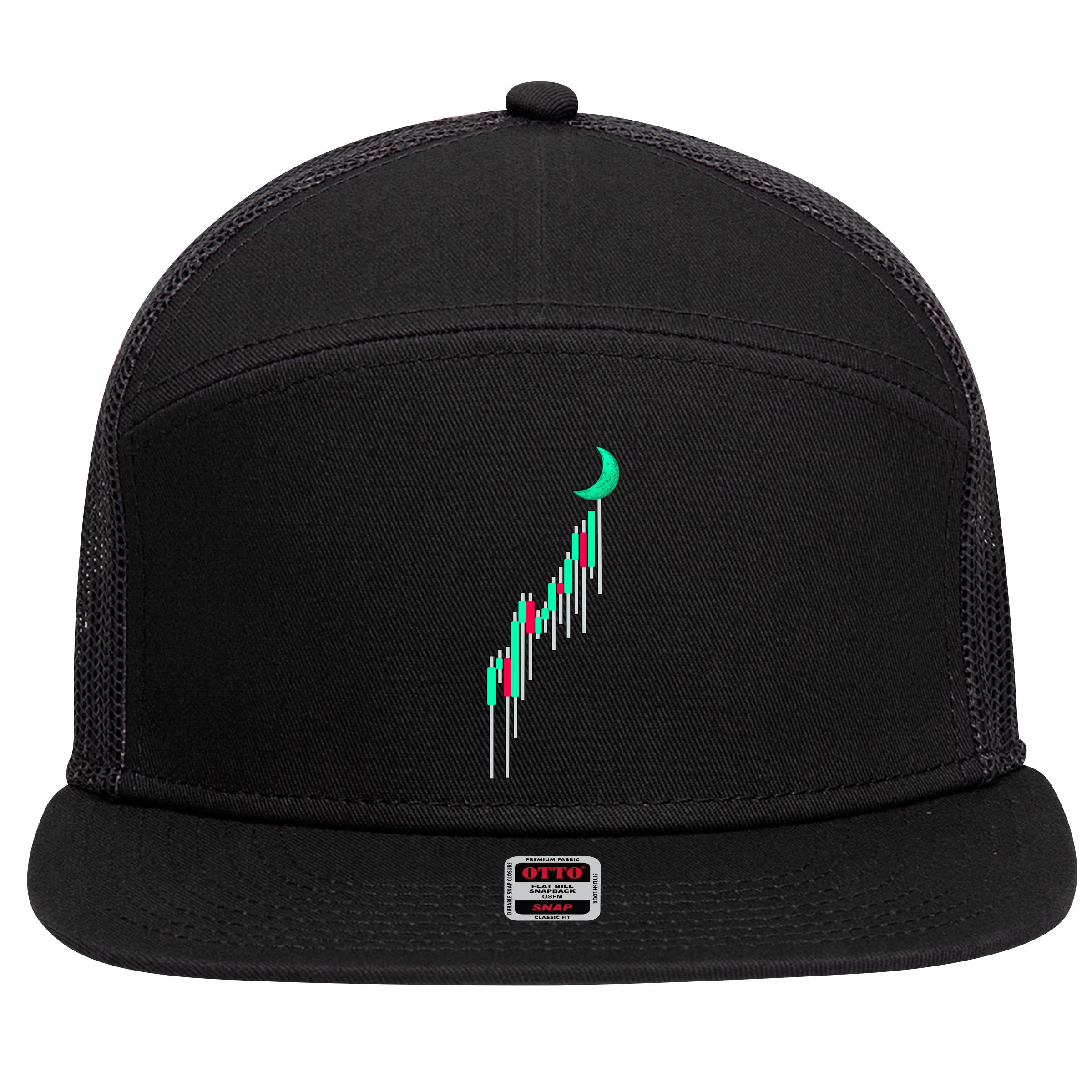 Crypto To The Moon Trading Hodl Stock Chart 7 Panel Mesh Trucker Snapback Hat