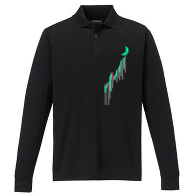 Crypto To The Moon Trading Hodl Stock Chart Performance Long Sleeve Polo