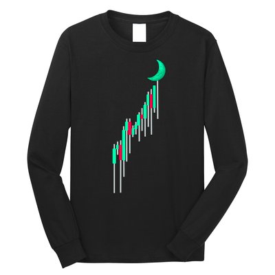 Crypto To The Moon Trading Hodl Stock Chart Long Sleeve Shirt