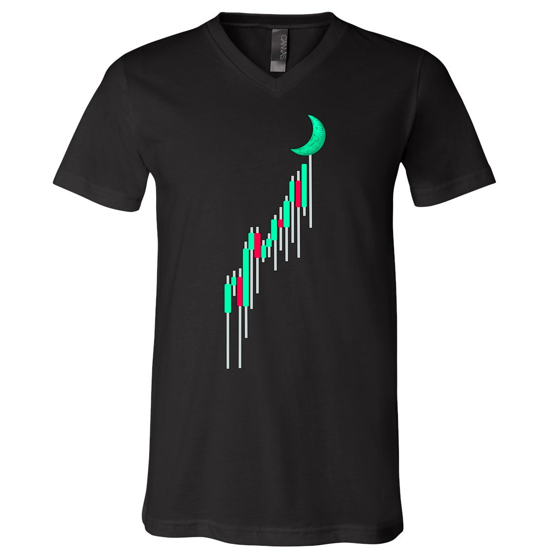 Crypto To The Moon Trading Hodl Stock Chart V-Neck T-Shirt