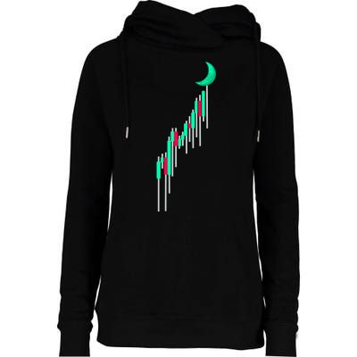 Crypto To The Moon Trading Hodl Stock Chart Womens Funnel Neck Pullover Hood