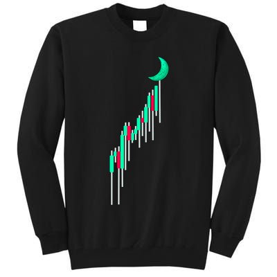 Crypto To The Moon Trading Hodl Stock Chart Tall Sweatshirt