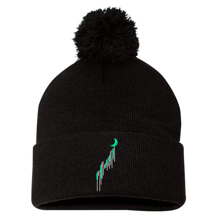 Crypto To The Moon Trading Hodl Stock Chart Pom Pom 12in Knit Beanie