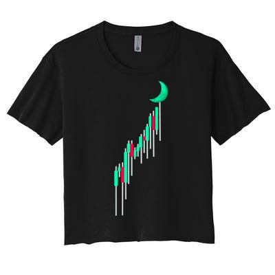 Crypto To The Moon Trading Hodl Stock Chart Women's Crop Top Tee