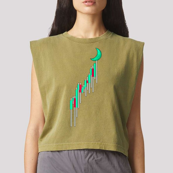 Crypto To The Moon Trading Hodl Stock Chart Garment-Dyed Women's Muscle Tee