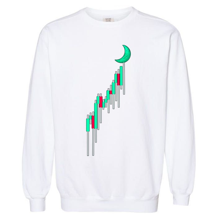 Crypto To The Moon Trading Hodl Stock Chart Garment-Dyed Sweatshirt