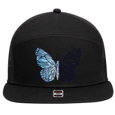 Crystal Butterfly 7 Panel Mesh Trucker Snapback Hat